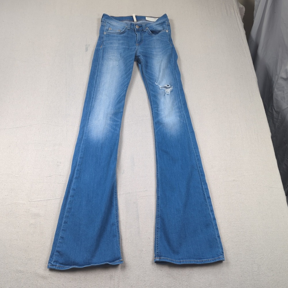 Rag & Bone Jeans Womens 26 Blue High Rise Bell Flare Hippie Boho Distressed